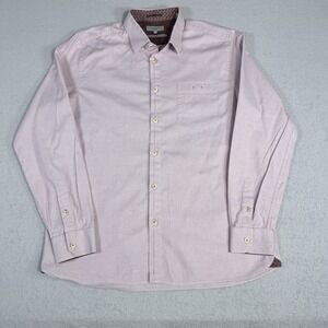 Ted Baker Mens Long Sleeve Button Down Shirt Size 5 Red London Dressy Prep